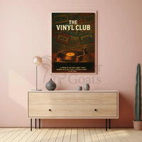 THE VINYL CLUB Retro Music Pop Culture Poster PosterGoat