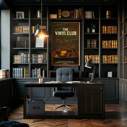 THE VINYL CLUB Retro Music Pop Culture Poster PosterGoat