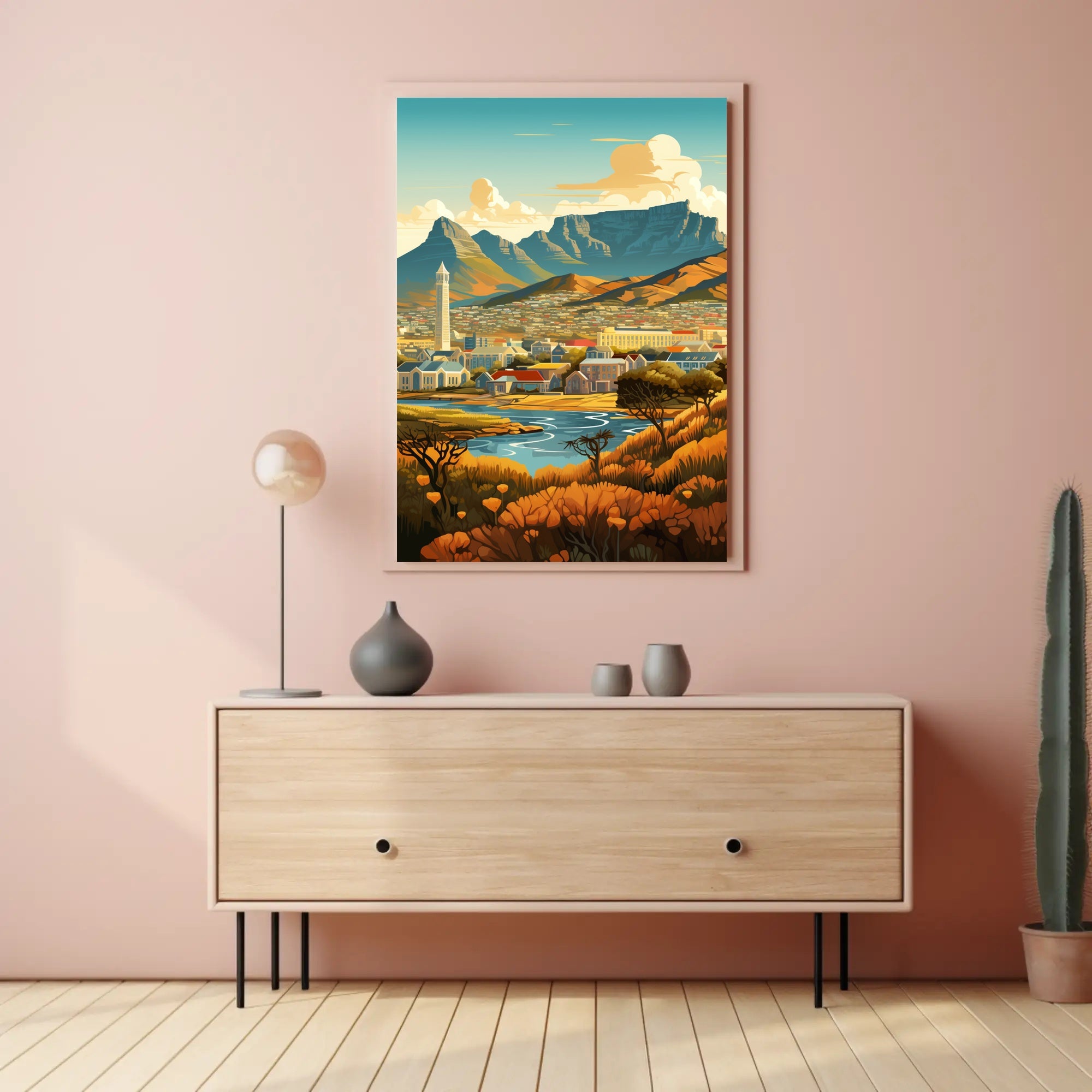 Table Mountain South Africa Cityscape Travel Poster PosterGoat