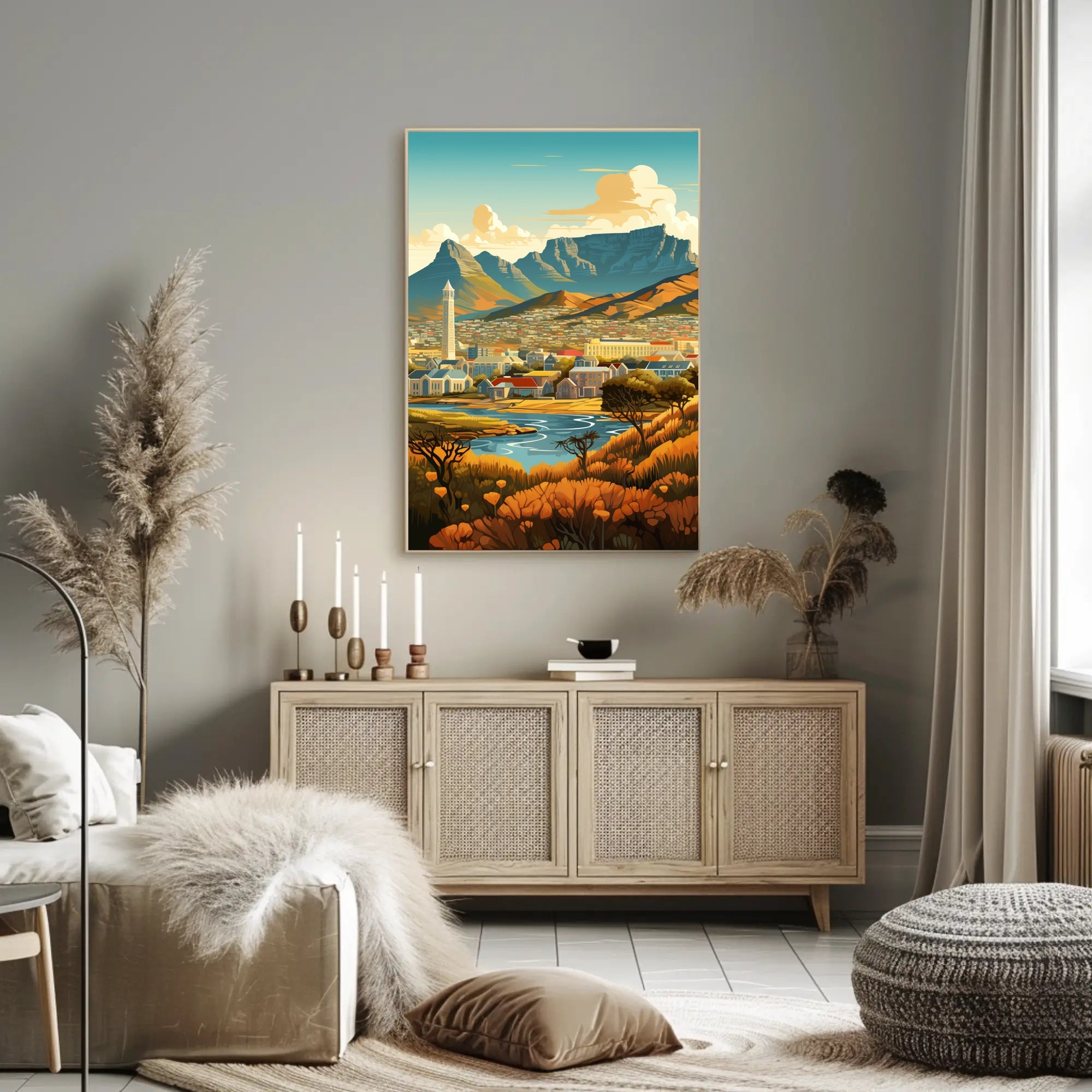 Table Mountain South Africa Cityscape Travel Poster PosterGoat