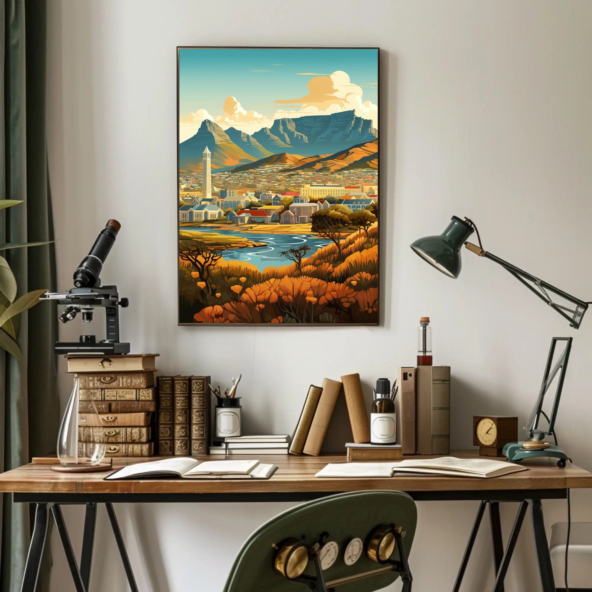 Table Mountain South Africa Cityscape Travel Poster PosterGoat