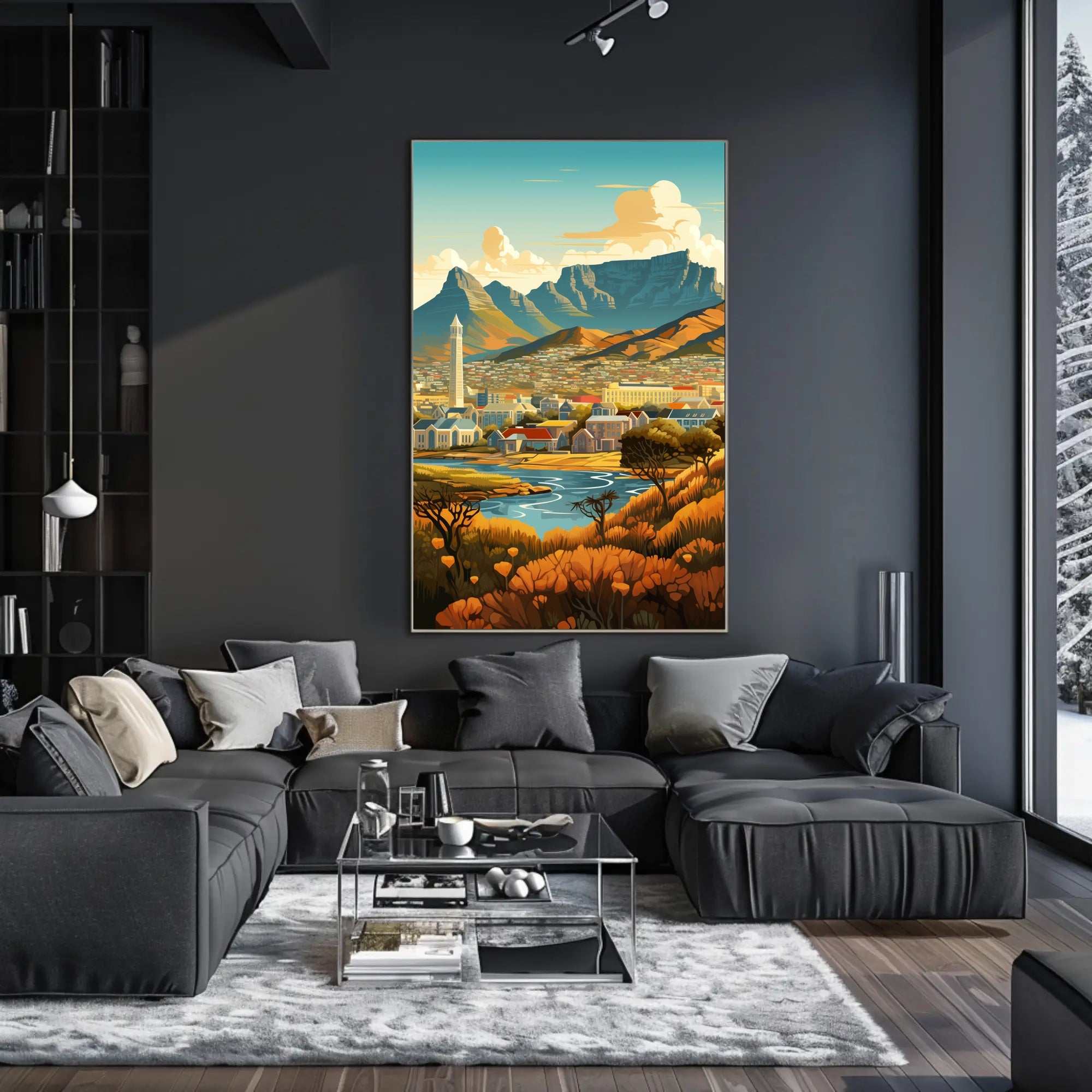 Table Mountain South Africa Cityscape Travel Poster PosterGoat