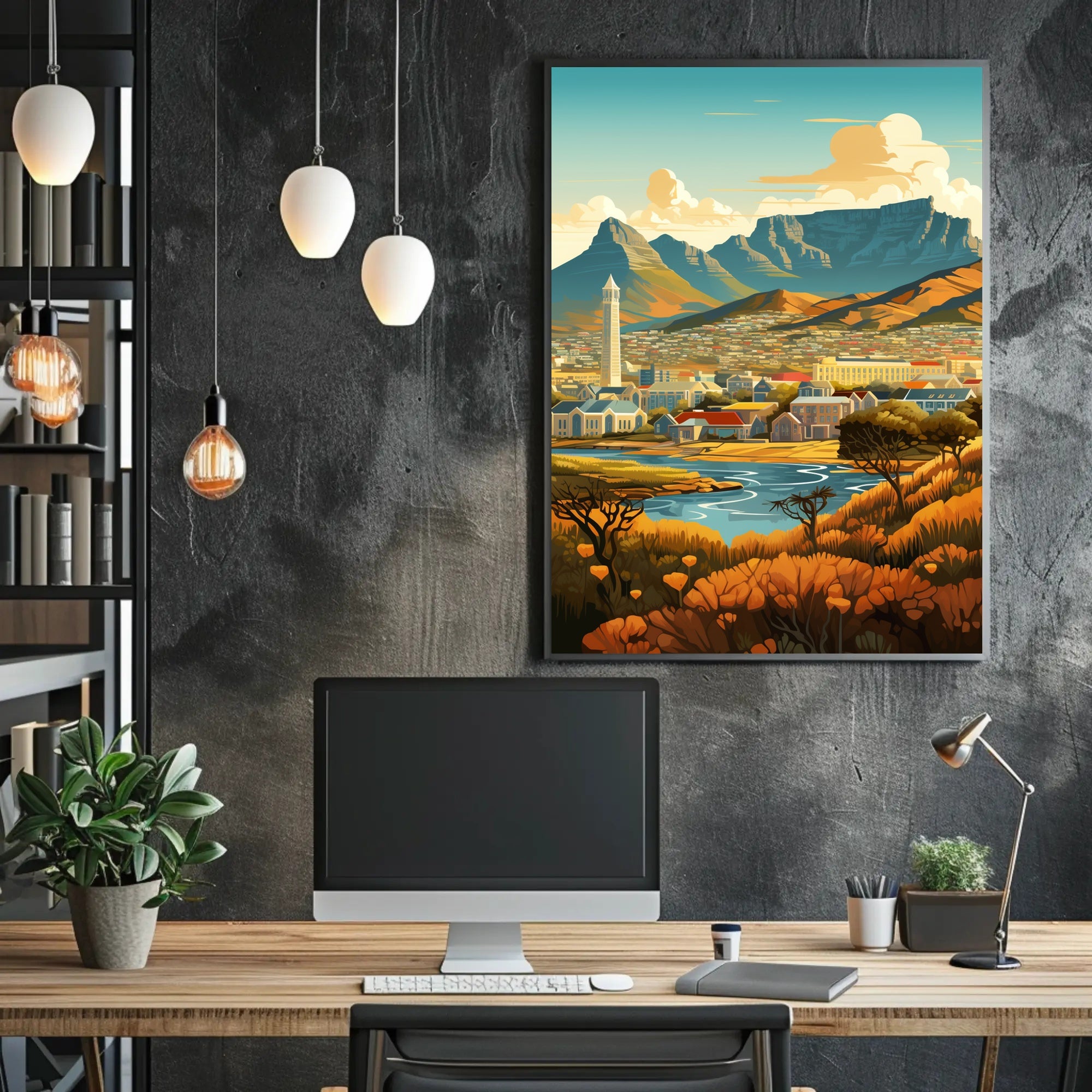 Table Mountain South Africa Cityscape Travel Poster PosterGoat