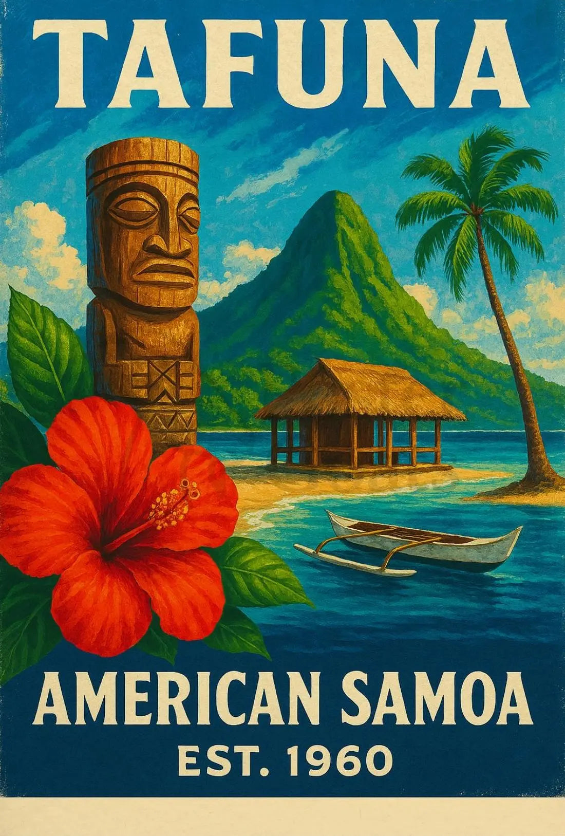 Tafuna Island Escape Vintage Travel Poster PosterGoat