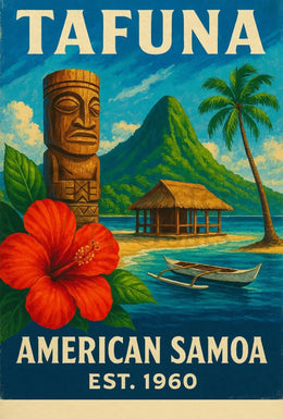 Tafuna Island Escape Vintage Travel Poster PosterGoat