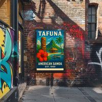 Tafuna Island Escape Vintage Travel Poster PosterGoat