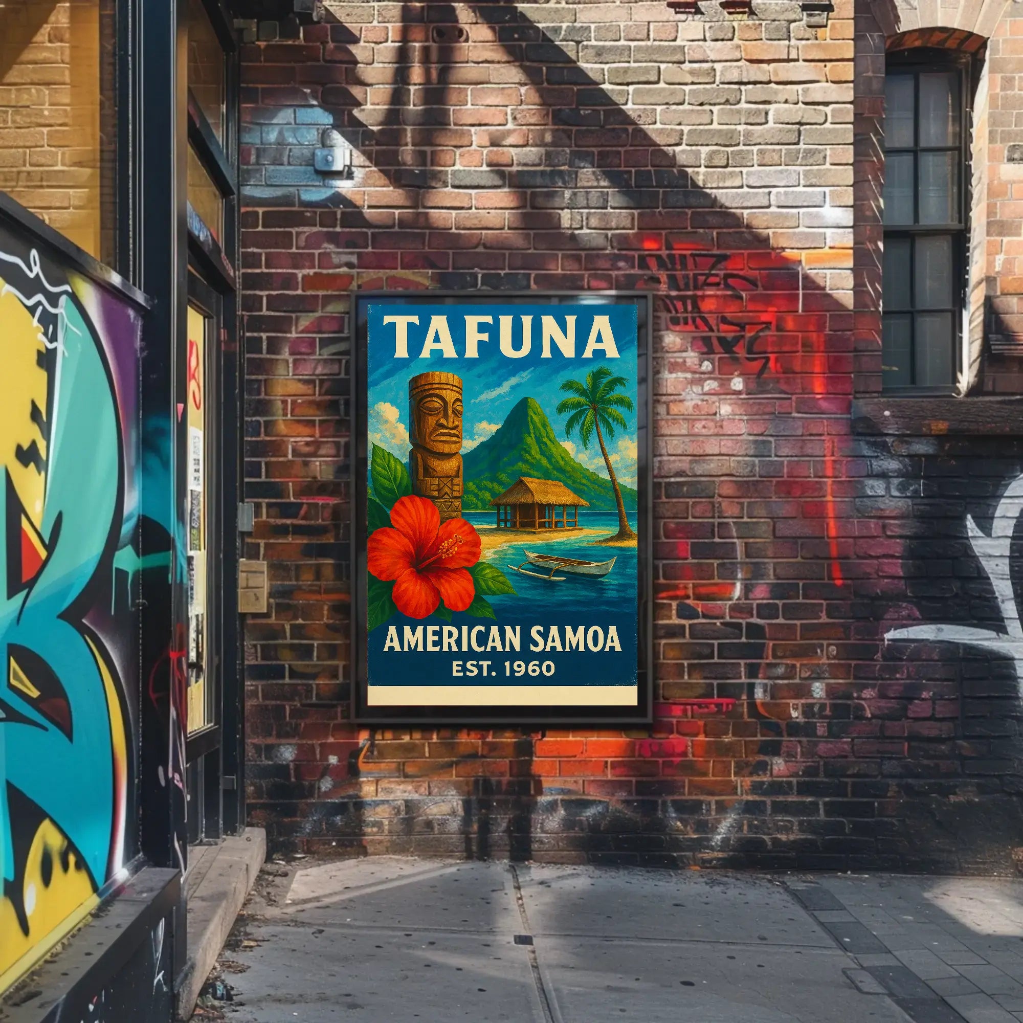 Tafuna Island Escape Vintage Travel Poster PosterGoat