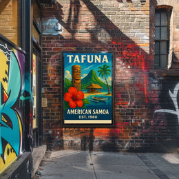 Tafuna Island Escape Vintage Travel Poster PosterGoat