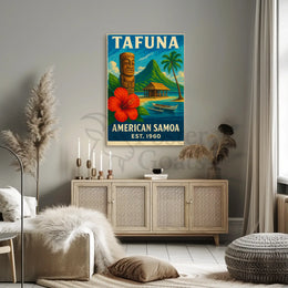 Tafuna Island Escape Vintage Travel Poster PosterGoat