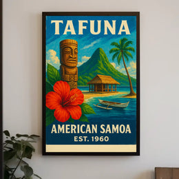 Tafuna Island Escape Vintage Travel Poster PosterGoat