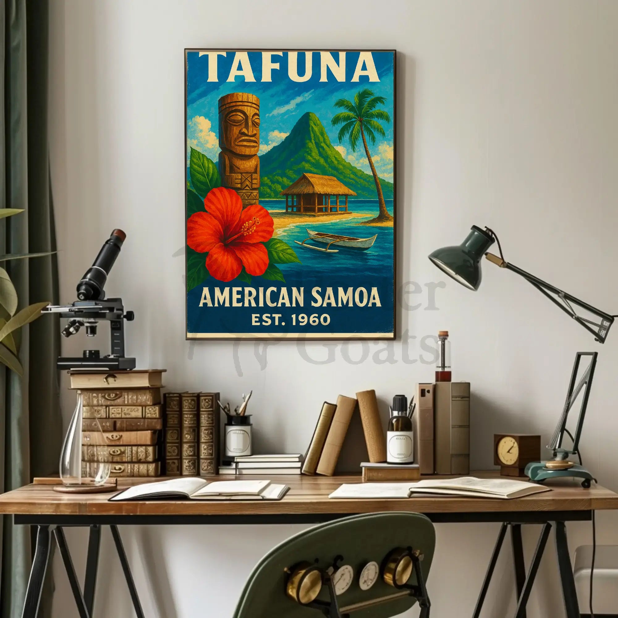 Tafuna Island Escape Vintage Travel Poster PosterGoat