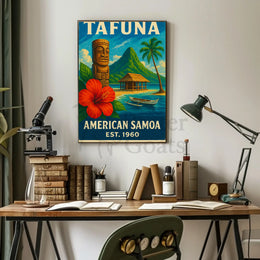 Tafuna Island Escape Vintage Travel Poster PosterGoat