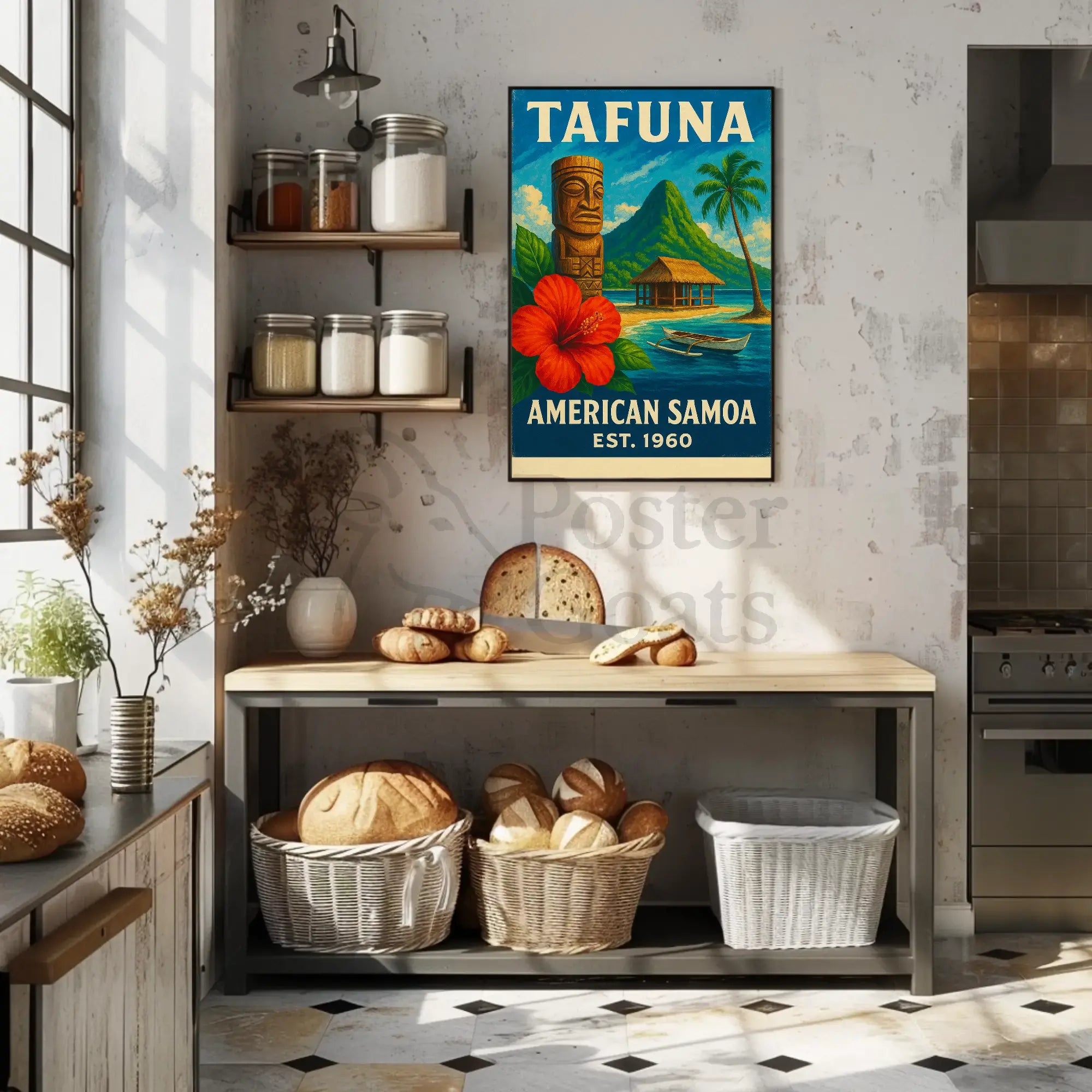 Tafuna Island Escape Vintage Travel Poster PosterGoat