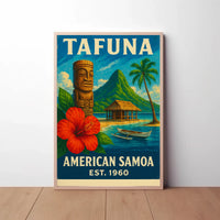 Tafuna Island Escape Vintage Travel Poster PosterGoat