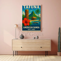 Tafuna Island Escape Vintage Travel Poster PosterGoat