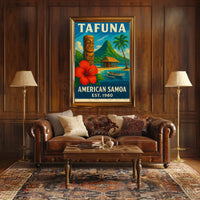 Tafuna Island Escape Vintage Travel Poster PosterGoat