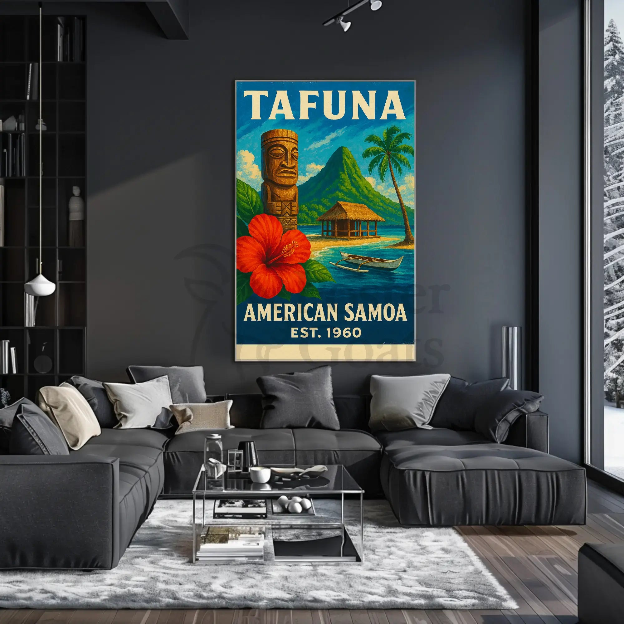 Tafuna Island Escape Vintage Travel Poster PosterGoat