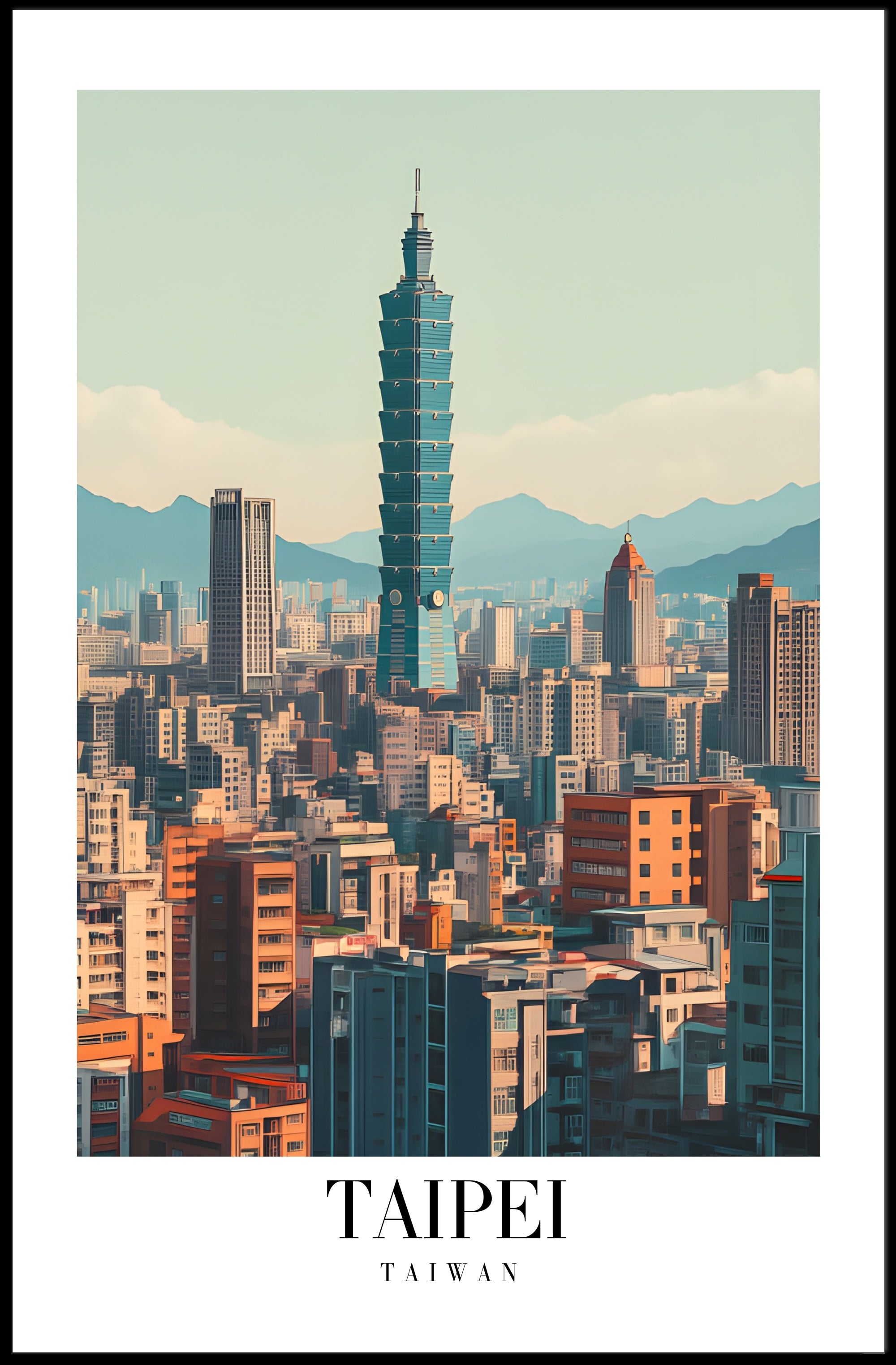 Taipei Cityscape with Iconic Taipei 101 Urban or Cityscape Poster PosterGoat