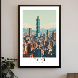 Taipei Cityscape with Iconic Taipei 101 Urban or Cityscape Poster PosterGoat
