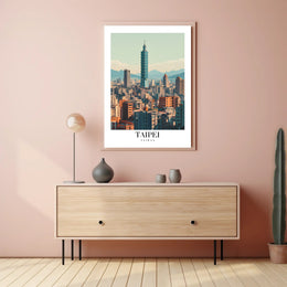 Taipei Cityscape with Iconic Taipei 101 Urban or Cityscape Poster PosterGoat