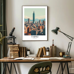 Taipei Cityscape with Iconic Taipei 101 Urban or Cityscape Poster PosterGoat