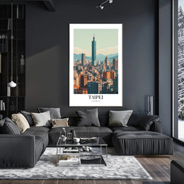 Taipei Cityscape with Iconic Taipei 101 Urban or Cityscape Poster PosterGoat