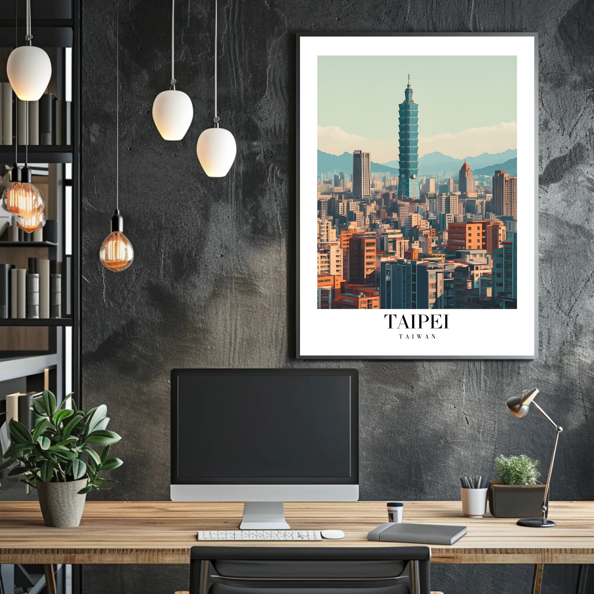 Taipei Cityscape with Iconic Taipei 101 Urban or Cityscape Poster PosterGoat