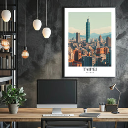 Taipei Cityscape with Iconic Taipei 101 Urban or Cityscape Poster PosterGoat