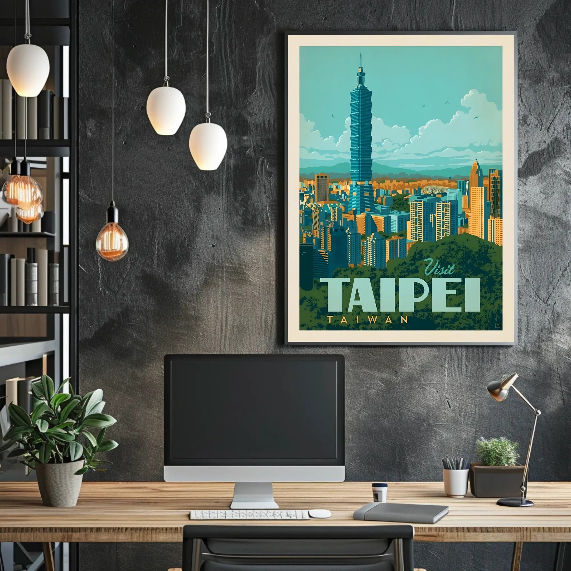 Taipei Taiwan Vintage Travel Poster PosterGoat