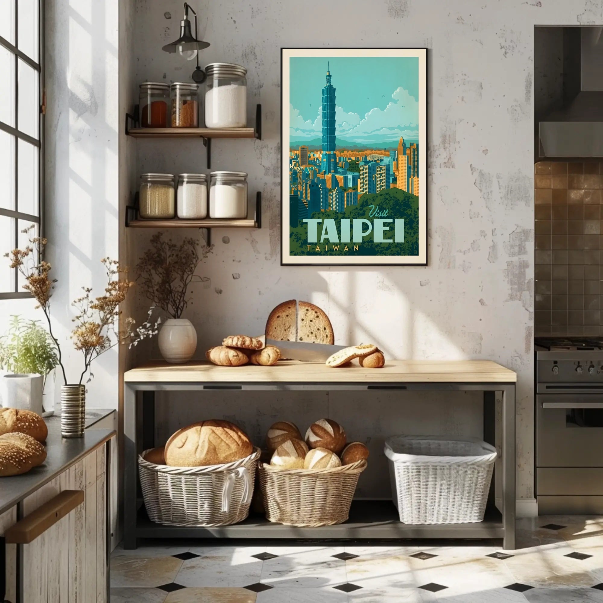 Taipei Taiwan Vintage Travel Poster PosterGoat