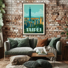 Taipei Taiwan Vintage Travel Poster PosterGoat
