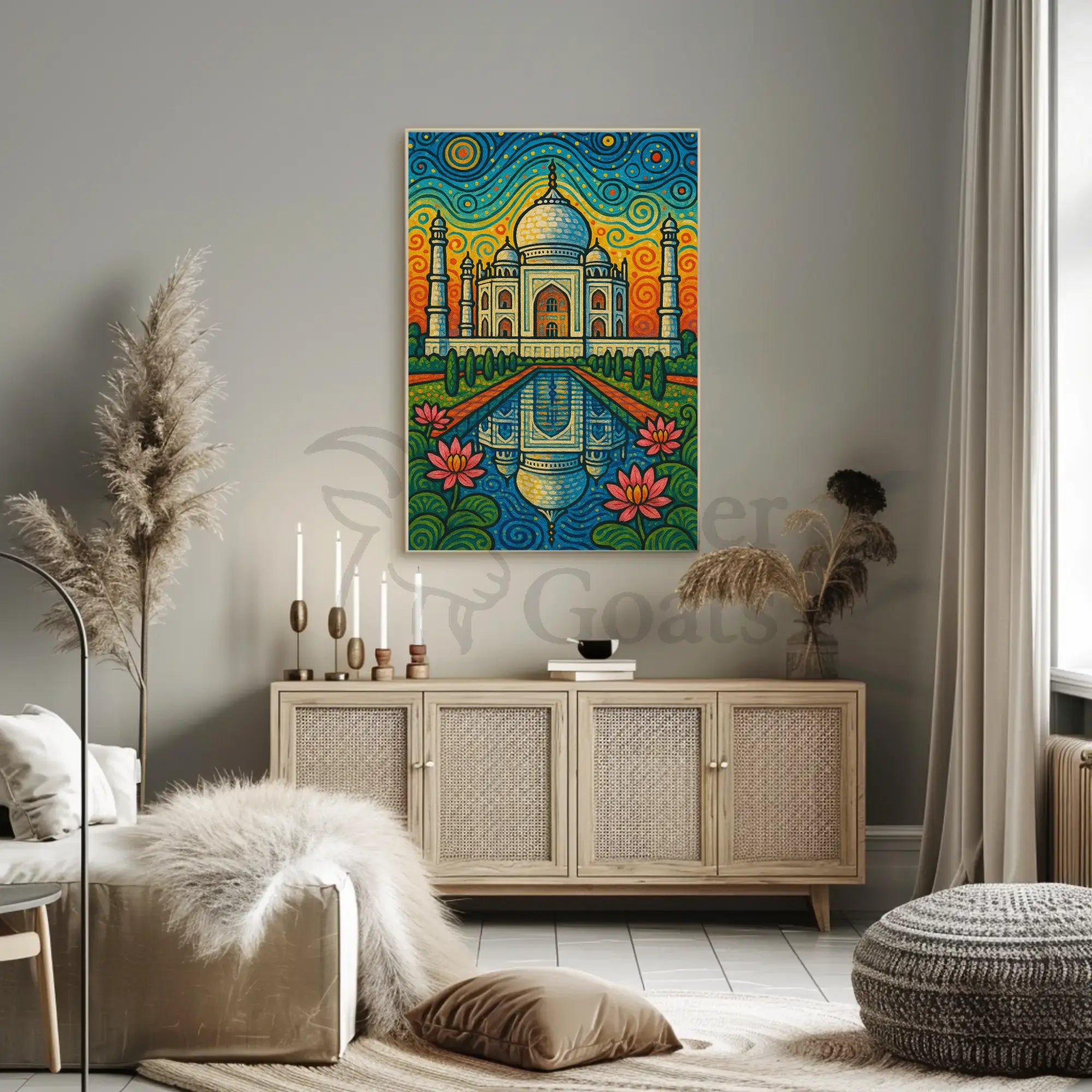 Taj Mahal Van Gogh Style Travel Poster PosterGoat