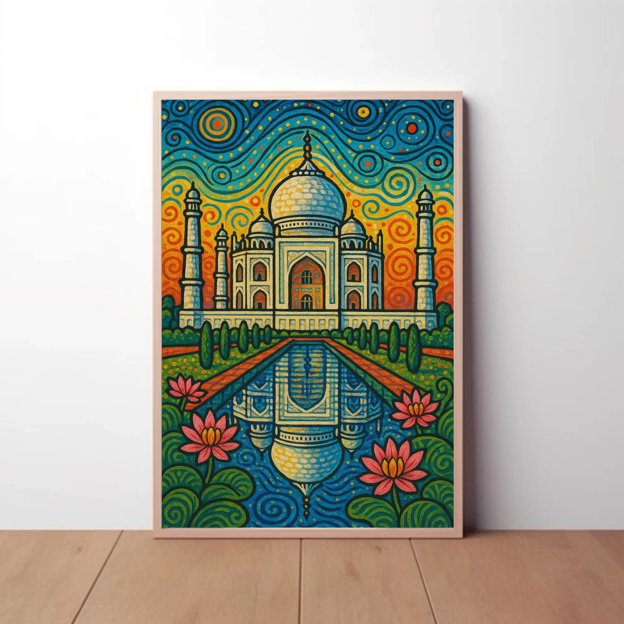 Taj Mahal Van Gogh Style Travel Poster PosterGoat