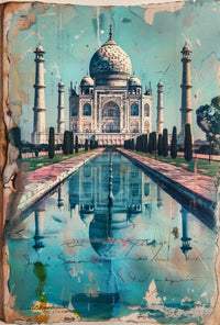 Taj Mahal Vintage Elegance Cultural or Heritage Poster PosterGoat
