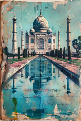 Taj Mahal Vintage Elegance Cultural or Heritage Poster PosterGoat