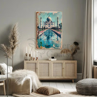 Taj Mahal Vintage Elegance Cultural or Heritage Poster PosterGoat