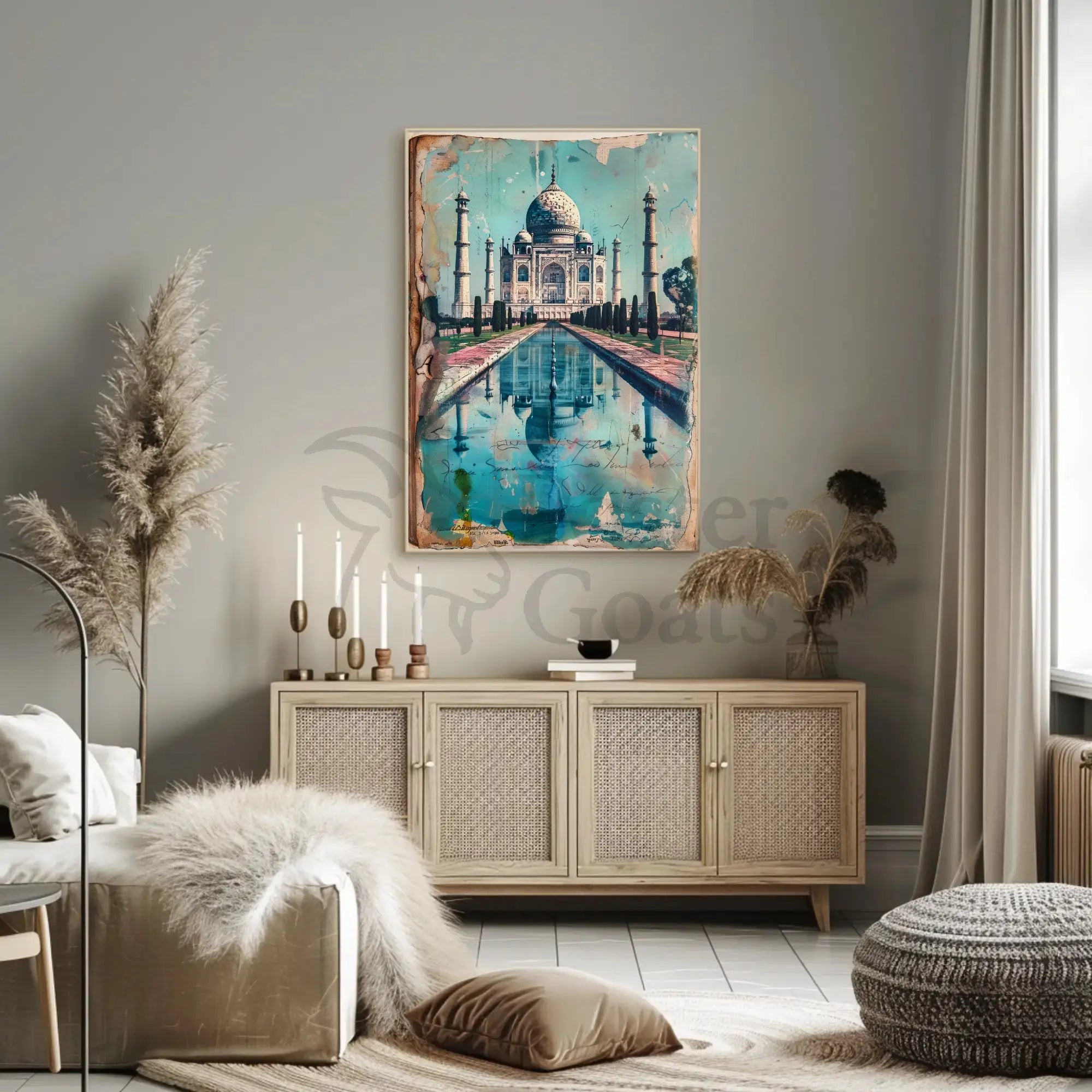 Taj Mahal Vintage Elegance Cultural or Heritage Poster PosterGoat