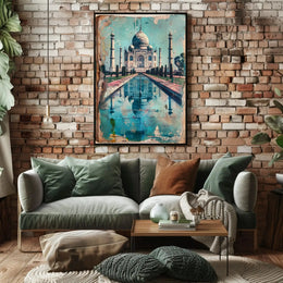 Taj Mahal Vintage Elegance Cultural or Heritage Poster PosterGoat