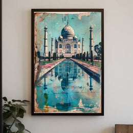 Taj Mahal Vintage Elegance Cultural or Heritage Poster PosterGoat