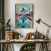 Taj Mahal Vintage Elegance Cultural or Heritage Poster PosterGoat