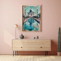 Taj Mahal Vintage Elegance Cultural or Heritage Poster PosterGoat