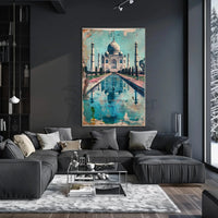 Taj Mahal Vintage Elegance Cultural or Heritage Poster PosterGoat