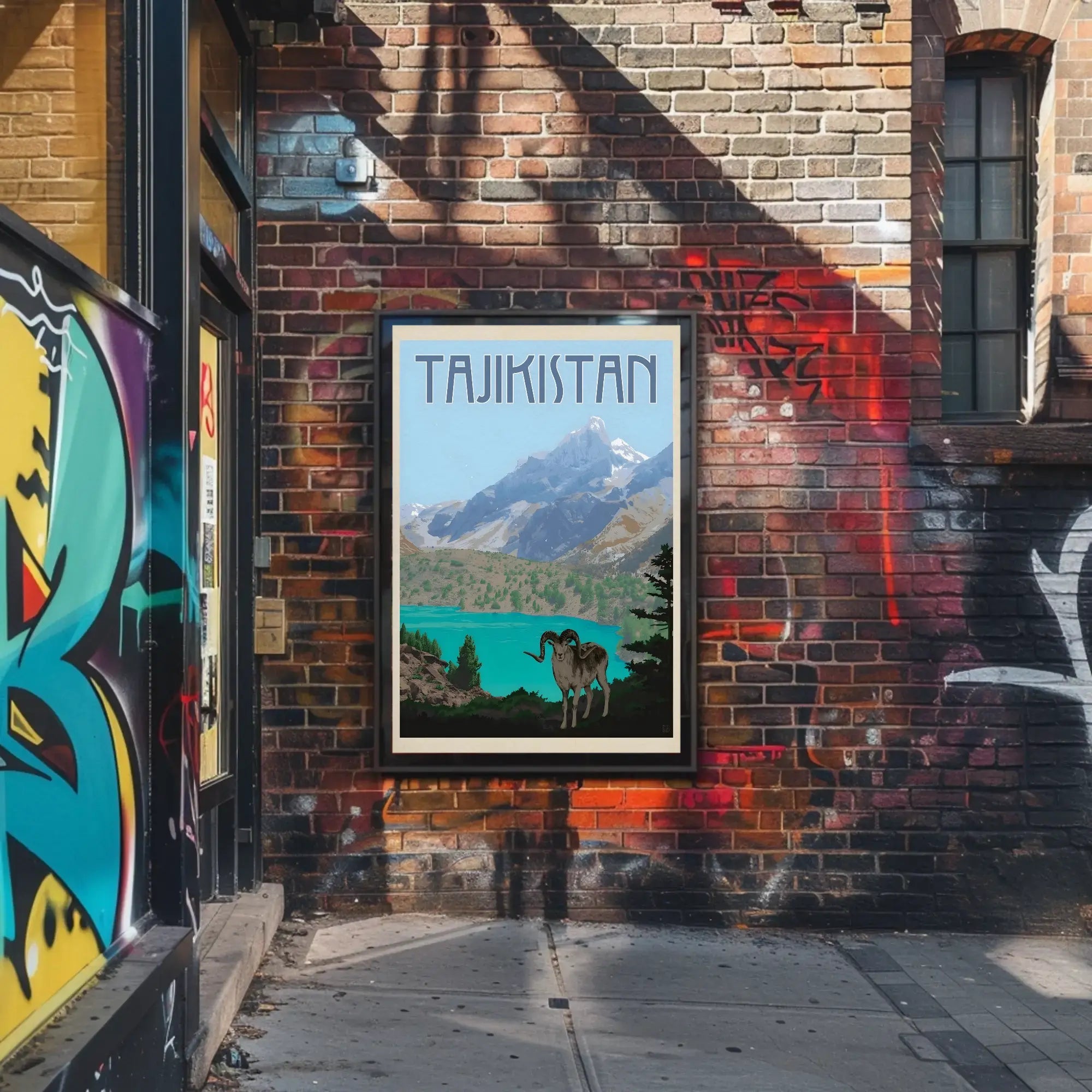 Tajikistan Adventure Vintage Travel Illustration Scenic Landscape Poster PosterGoat