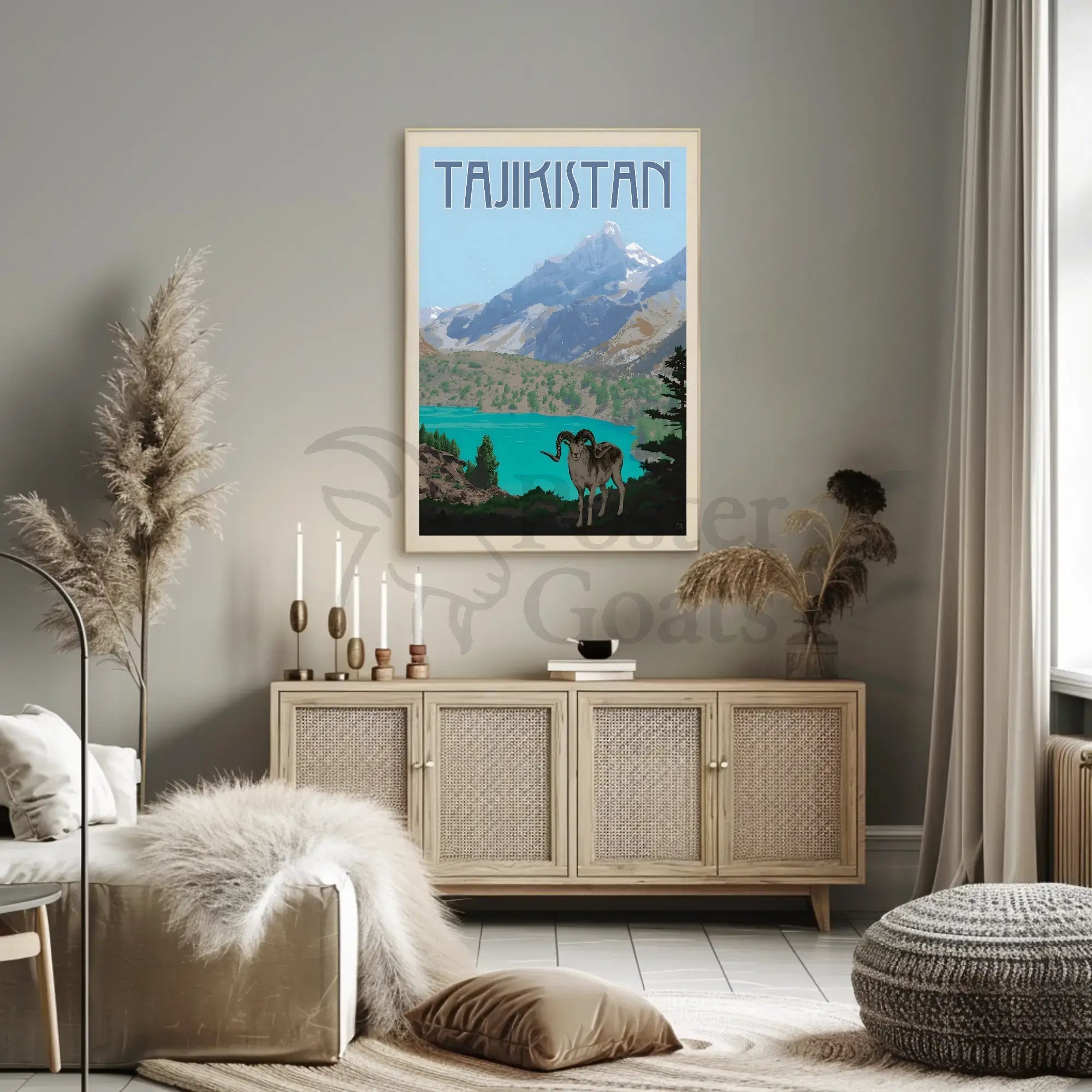 Tajikistan Adventure Vintage Travel Illustration Scenic Landscape Poster PosterGoat