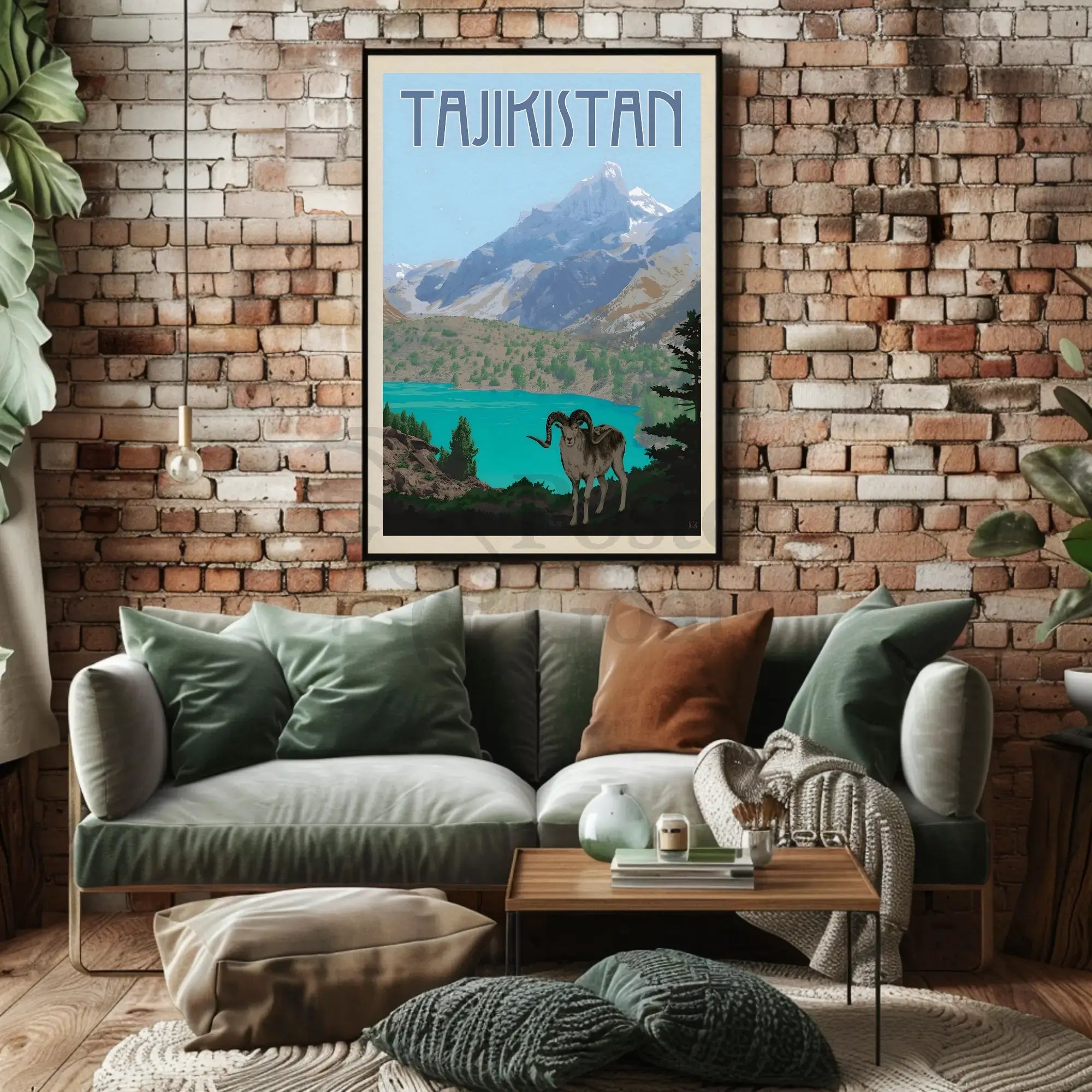 Tajikistan Adventure Vintage Travel Illustration Scenic Landscape Poster PosterGoat