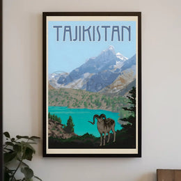 Tajikistan Adventure Vintage Travel Illustration Scenic Landscape Poster PosterGoat