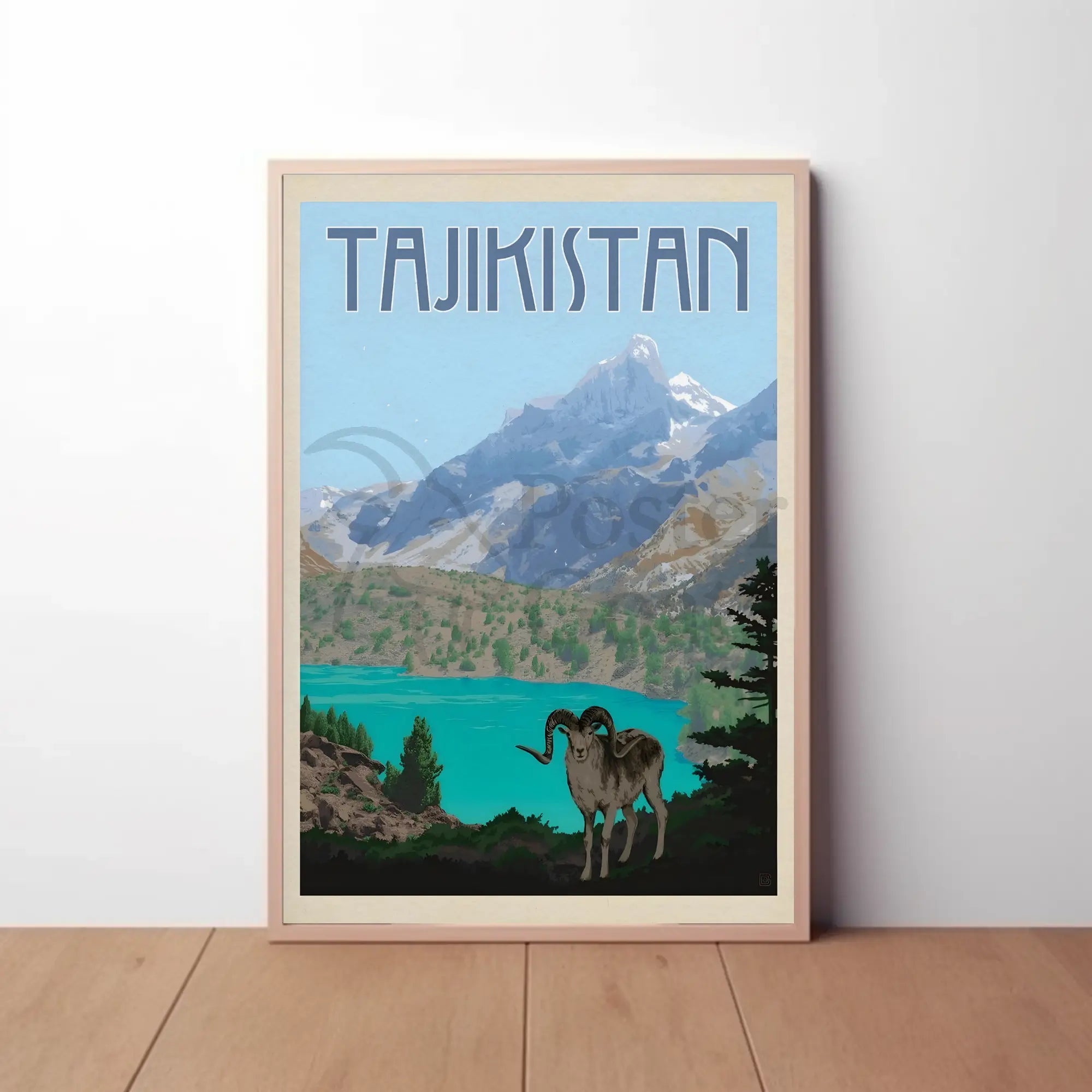 Tajikistan Adventure Vintage Travel Illustration Scenic Landscape Poster PosterGoat