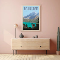 Tajikistan Adventure Vintage Travel Illustration Scenic Landscape Poster PosterGoat
