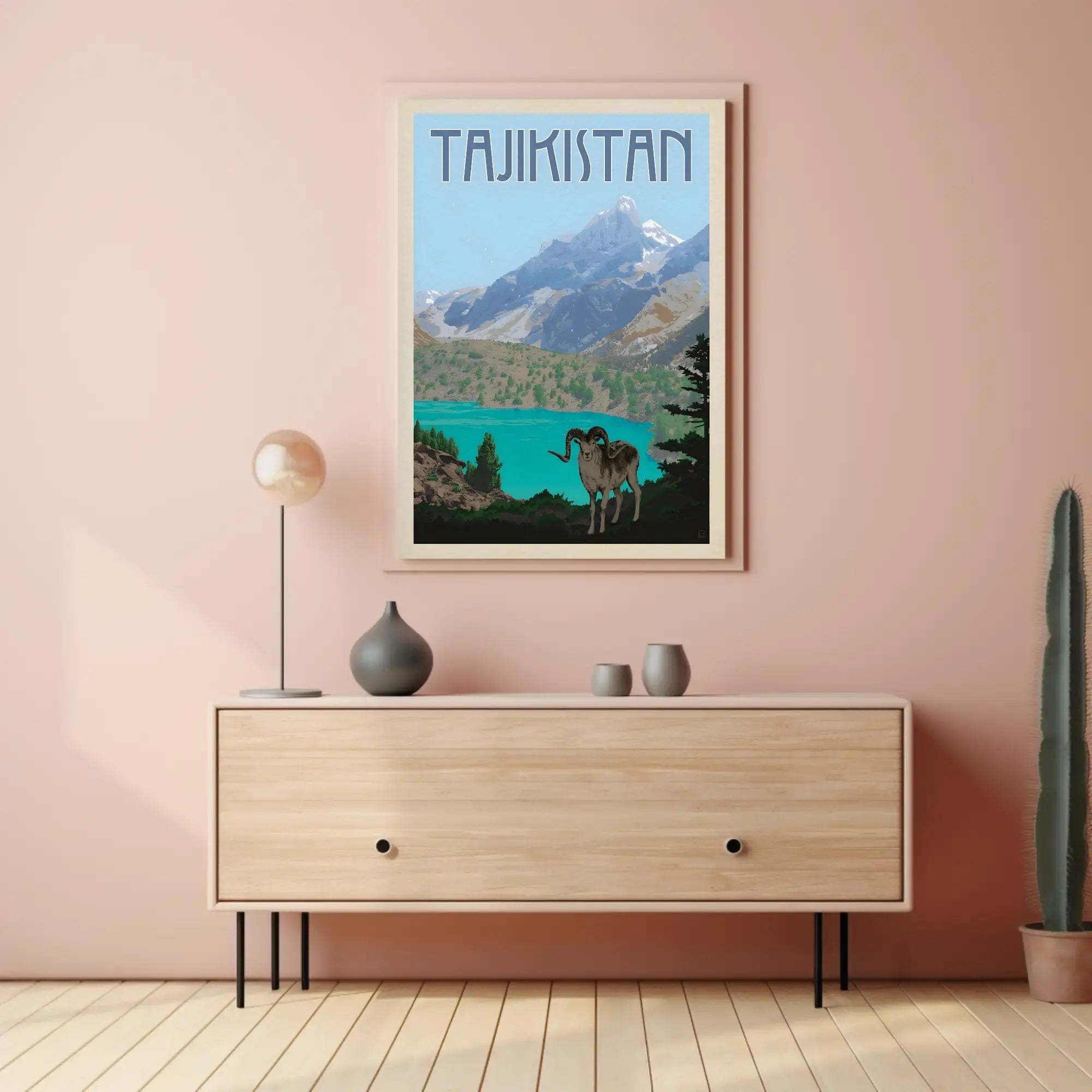 Tajikistan Adventure Vintage Travel Illustration Scenic Landscape Poster PosterGoat