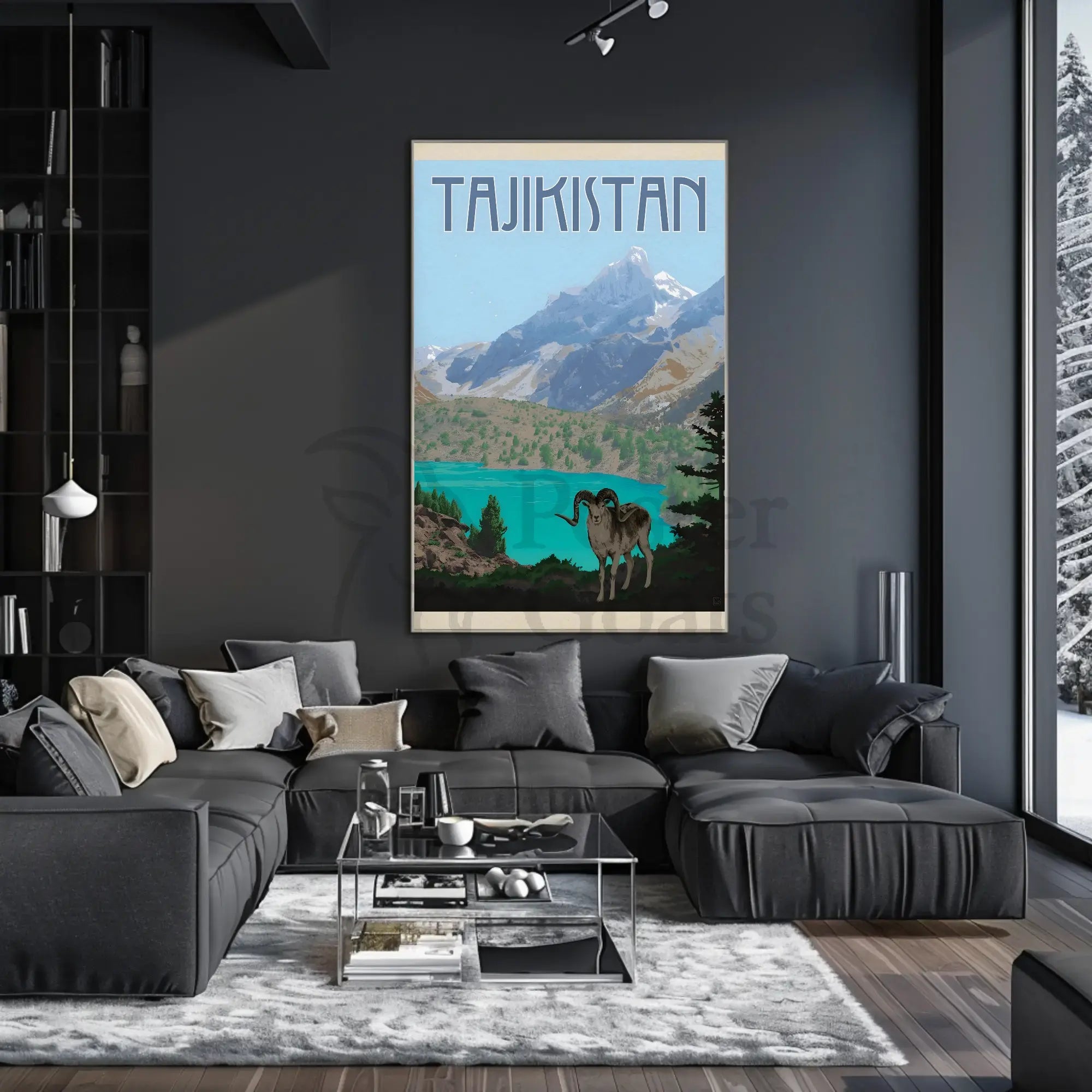 Tajikistan Adventure Vintage Travel Illustration Scenic Landscape Poster PosterGoat